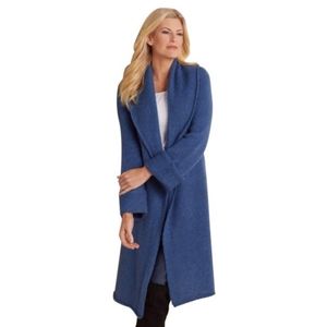 NWT Soft Surroundings Telluride Wool Blend Shawl Collar Blue Topper Cardigan